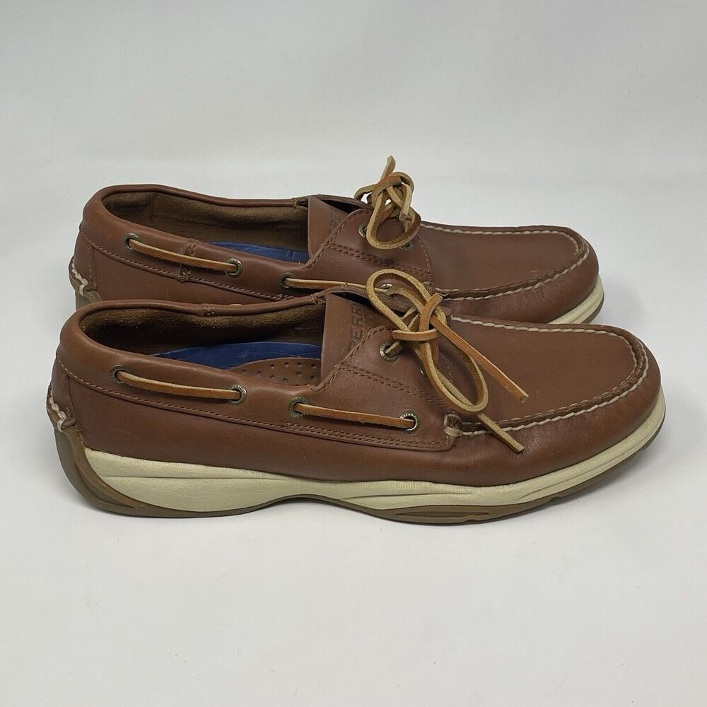 Sperry Top Sider Boat Shoes Mens 10 M Brown Leather 2 Eye Casual Preppy